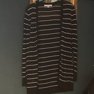 Calvin Klein Black and White Striped Cardigan